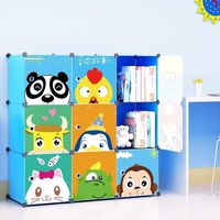 MAGINELS Kids' Toy Storage Cube Organizer for Children Bookcase Cabinet Blue Cartoon 9 Cube