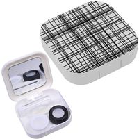 Portable Contact Lens Case Box Travel Kit Mirror + Bottle + Tweezers Container Holder [ Geometric ]