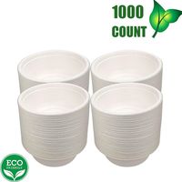 OURhome Disposable Paper Bowls Big 350 Ml Biodegradable Bagasse Bowl - White,Eco-Friendly, for Hot and Cold Foods (8 Oz/1000 Pcs)