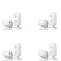 SuperInk 4 Set (4 Sensor,4 Alarm) Muti-Function Wireless Welcome Warning Greeting Doorbell PIR Motion Detector Sensor Visitor Alarm Chime Door Bell Infrared Security Smart Entry Alert System Kit