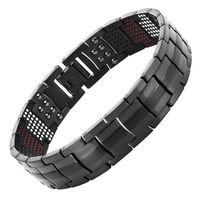 YISHENGTONGBAO Men's Health Magnetic Bracelet for Men Silver Plated Pure Titanium Bangle Magnetic Ion Germanium Far Infar Red Bracelets,E