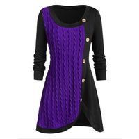 Tsmile Women Plus Size Sweater Novelty Waffle Knit O-Neck Long Sleeve Ribbed Botton Asymmetric Tunic Coat Outwewar
