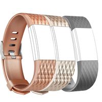 Amzpas for Fitbit Charge 2 Bands, 3 Pack, Small Large Adjustable Replacement Accessory Wristbands Bracelet for Fitbit Charge 2 Women & Men (#Special:Bronze+Champagne+Gray, Small)