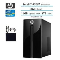 HP 2019 Premium Flagship Pavilion 460 Desktop Computer, Intel Quad-Core i7-7700T up to 3.8GHz, 8GB DDR4 SDRAM, 16GB Optane SSD, 1TB, Windows 10 W/Accessories