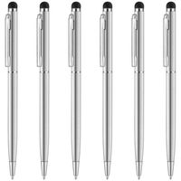   Unibene Stylus Pen - Stainless Steel, 6 Pack 2 in 1 Capacitive Slim Stylus & Ballpoint Pen for Universal Touch Screens Devices, iPad, iPhone, Samsung, HTC, Kindle, Tablet(Black Ink)