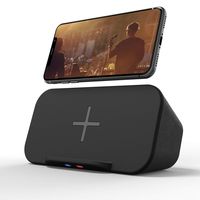 Bluetooth Speaker with Wireless Charger Stand, Premium Stereo Sound Speaker 18 Hours Playtime, 2 in 1 Home Audio Player Qi Charger Charging Compatible with iPhone, Samsung, Qi-Enabled Smartphones
