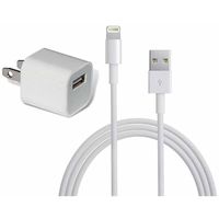 Apple White USB Travel Cell Phone Wall Charger Adapter with 8-pin Lightning Cable MD818ZM/A for iPad/iPhone 5/ 5C/ 5S/ 6/6+/ iPod Touch (Renewed)