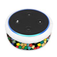 Fintie Protective Case for Amazon Echo Dot (fits All-New Echo Dot 2nd Generation) - Premium Vegan Leather Sleeve Cover Plush Lined Holder Stand, Stained Glass