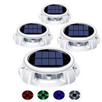 Mitcien 4 Pack Solar Deck Lights Driveway Dock Lights Outdoor Waterproof LED Solar Powered - Solar Ground Disk Lights for Pathway Step Stair Lawn Garden Yard In-Ground(RGB Color)