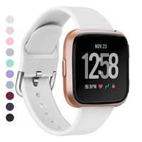 MEFEO Bands Compatible with Fitbit Versa, Soft Silicone Sport Band Breathable Wristband Replacement Strap for Fitbit Versa/Versa 2/Versa Lite/Special Edition Women Men (Large, White)