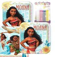 Moana Party Plates and Napkins Serves 16 With Birthday Candles
