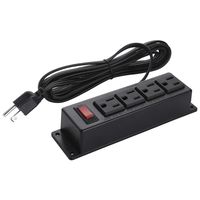 Desk Power Strip Socket with 4 Multi-Outlet, Standard Plug and 9.8 ft Long Braided Extension Cords for Home Office Black