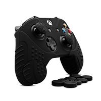 CHINFAI Xbox One S/X Controller Grip Skin Anti-Slip Silicone Protective Cover Case for Xbox 1 Controller with 4 Set Thumbstick Caps (Black)