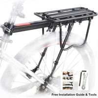ProRuck Bicycle Rear Rack, Aluminum Bike Pannier Rack Adjustable Rear Mounted Bike Rack with Reflector and Cargo Net