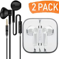 AURAL 2-Pack Premium Earphones/Earbuds/Headphones with Stereo Mic&Remote Control Compatible for iPhone iPad iPod Samsung Galaxy and More Nexus Android Smartphones - White + Black