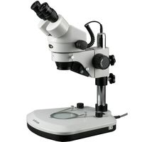 AmScope SM-1BX-PL Professional Binocular Stereo Zoom Microscope, WH10x Eyepieces, 3.5X-45X Magnification, 0.7X-4.5X Zoom Objective, Upper and Lower LED Lighting, Pillar Stand, Includes 0.5x Barlow Lens