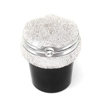 Carrfan Car Ashtray, Bling Crystal Diamond Portable Smokeless Stand Cylinder Cup Holder with Cool Blue Led Light Indicator (White)