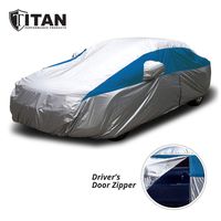 Titan Lightweight Car Cover (Bondi Blue) for Camry, Mustang, Accord and More. Waterproof Car Cover Measures 200 Inches, Comes with 7 Foot Cable and Lock. Features a Driver-Side Zippered Opening.