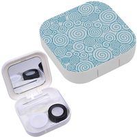Portable Contact Lens Case Box Travel Kit Mirror + Bottle + Tweezers Container Holder [ Abstract Swirls ]