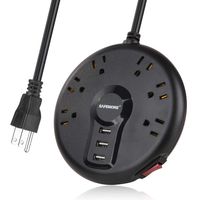 Power Strip Lanshion Surge Protector with Overload Protection with 6 Outlet and 3 USB,1250W 15A 125V, 6.5 Feet Extension Cord -Black