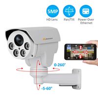 POE Security IP Camera, Jennov HD 5MP (2592X1944) IP PTZ Security Camera H264+ CCTV Home Video & Audio Surveillance Outdoor IR-Cut Night Vision Motion Detection Free Remote Phone App