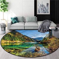 RUGSMAT Outdoor Machine Washable Round Bath Mat,Scenic Arrow Bamboo Lake Living Dinning Room & Bedroom Rugs Diameter-39