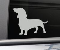 Dachshund Vinyl Decal Laptop Car Truck Bumper Window Sticker, 5.5" x 4.25", Gray