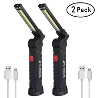2Pack COB LED Work Light YOUYOUTE USB Rechargeable Magnetic LED Light COB 360°Rotate 5 Lighting Mode+Magnetic Base+Swivel Hook Water-Resistant Portable Inspection Work Light (2Pack Light Size L)