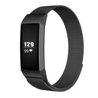 LNOOIU Metal Replacement Bands Compatible with Fitbit Charge 3, Stainless Steel Bands Adjustable Accessory Wristband for Charge 3 Bracelet Women Men Girls Boys (Large (6.1"-9.9"), Black)