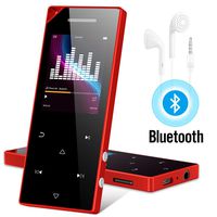 RUIZU D05 Mp3 Player with Bluetooth, Music Player with FM Radio, Built-in Speaker, Heavy Metal Touch Button, 80hrs Playback, 128GB Expandable Red