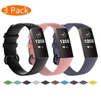 KingAcc Compatible Fitbit Charge 3 Bands, Soft Silicone Replacement Band for Fitbit Charge 3, Charge 3 SE, with Metal Buckle Wristband Strap Women Men (3-Pack,Small)