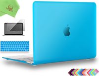 UESWILL 3in1 Smooth Matte Hard Shell Case Cover for MacBook 12 inch with Retina Display (Model: A1534) + Keyboard Cover and Screen Protector + Microfibre Cleaning Cloth, Aqua Blue