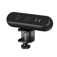 Desk Clamp Power Strip, Black Desktop Power Outlets, Removable Desktop Mount Multi-Outlets with USB, Power Socket Connect 2 Plugs 2 USB Ports for Home Office Reading