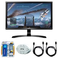 LG 24" 16:9 4K UHD (3840 x 2160) FreeSync IPS Monitor (24UD58-B) with 2X General Brand HDMI to HDMI Cable 6', Xtreme 6 Outlet Wall Tap w/ 2 USB Ports White & Xtreme TV/LCD Screen Cleaning Kit