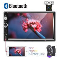 AMprime Bluetooth Car Stereo 2 Din 7'' Touch Screen Car Radio FM Receiver MP5 Player Mirror Link for iOS/Android Phone with Dual USB AUX-in SD Slot+ Backup Camera + Steering Wheel Remote Control