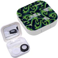 Portable Contact Lens Case Box Travel Kit Mirror + Bottle + Tweezers Container Holder [ Tropical Stripe ]