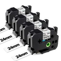 4-Pack Replace 24mm 1 Inch TZe 251 Brother P Touch Label Tape Compatible with Label Maker Machine, Brother PTouch Cube Plus PTP-710BT PTD400AD PT-D600 PT-P700, Black on White