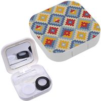 Portable Contact Lens Case Box Travel Kit Mirror + Bottle + Tweezers Container Holder [ Native American Style ]