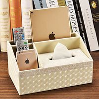 T-ZJHC Multi-Function Tissue Box Desktop Living Room Coffee Table Storage Box Remote Control, White Lightning Pattern