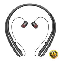 Bluenin BBH-919S Bluetooth Headphones Wireless Retractable Headset Neckband Stereo Earbuds in Ear Sweatproof Noise Cancelling Earphones with Mic (Black)