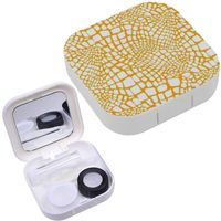 Portable Contact Lens Case Box Travel Kit Mirror + Bottle + Tweezers Container Holder [ Reptile Skin ]