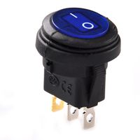 Pannow 1PCS LED Round12V 3-Pin On/Off Rocker Switch Waterproof Auto Boat SPST Blue/1 pcs