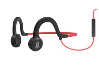 AfterShokz Sportz Titanium with Mic - Wired Open-Ear Bone Conduction Headphones with Microphone - Lava Red - 4 ft Wire - 12 Hr Battery Life - 2 Hr Charge Time - Standard 3.5 mm Audio Jack (AS451LR)
