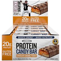 MuscleTech Gronk Signature Whey Protein Bar, 20g Protein, Nutrition for Sustained Energy, Naturally Flavored, Gluten Free, Chocolate Caramel Peanut, 12 Bars (12 x 60g)