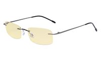 Eyekepper Computer Reading Glasses Blue Light Blocking-Flexible Rimless Readers Men Women Yellow Tinted,Gunmetal +0.50