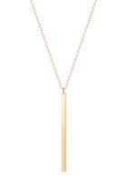 CULOVITY Simple Bar Pendant Necklace Jewelry Long Lariat Chain for Women 2.4" Pendant 35" Chain Gold FiIIed 1Pcs