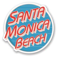 2 x 10cm/100mm Santa Monica Beach Vinyl Sticker Decal Laptop Travel Luggage Car iPad Sign Fun #5726