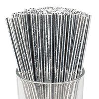 Just Artifacts 100pcs Premium Biodegradable Solid Paper Straws (Solid, Metallic Silver)