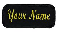 Name Patch Uniform Work Shirt Personalized Embroidered Black Border with Black. Hook Fastener.