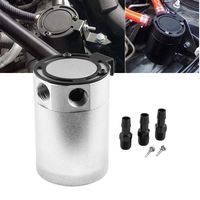 Sporacingrts Compact Baffled 3-Port Oil Catch Can 2 Inlets 1 Outlet Silver